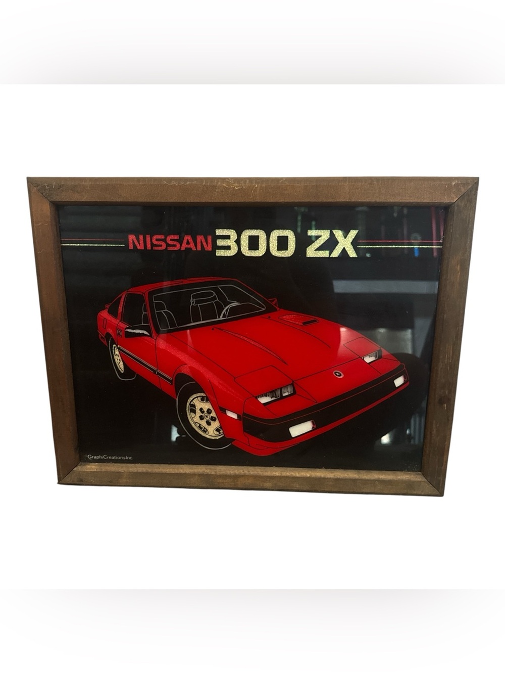 Nissan 300ZX Red Wall Art Print Framed Garage or Mechanic Shop Decor Vintage